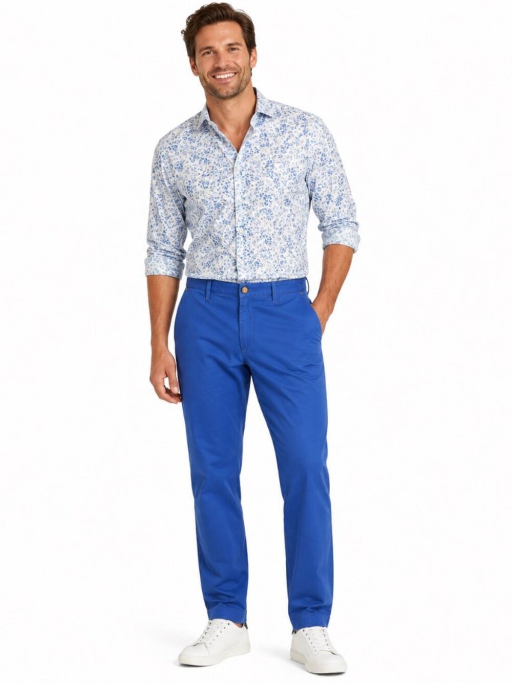 Robert Graham Classic Men’s Pants Size 35 Blue Cobalt Cotton Casual Straight Leg